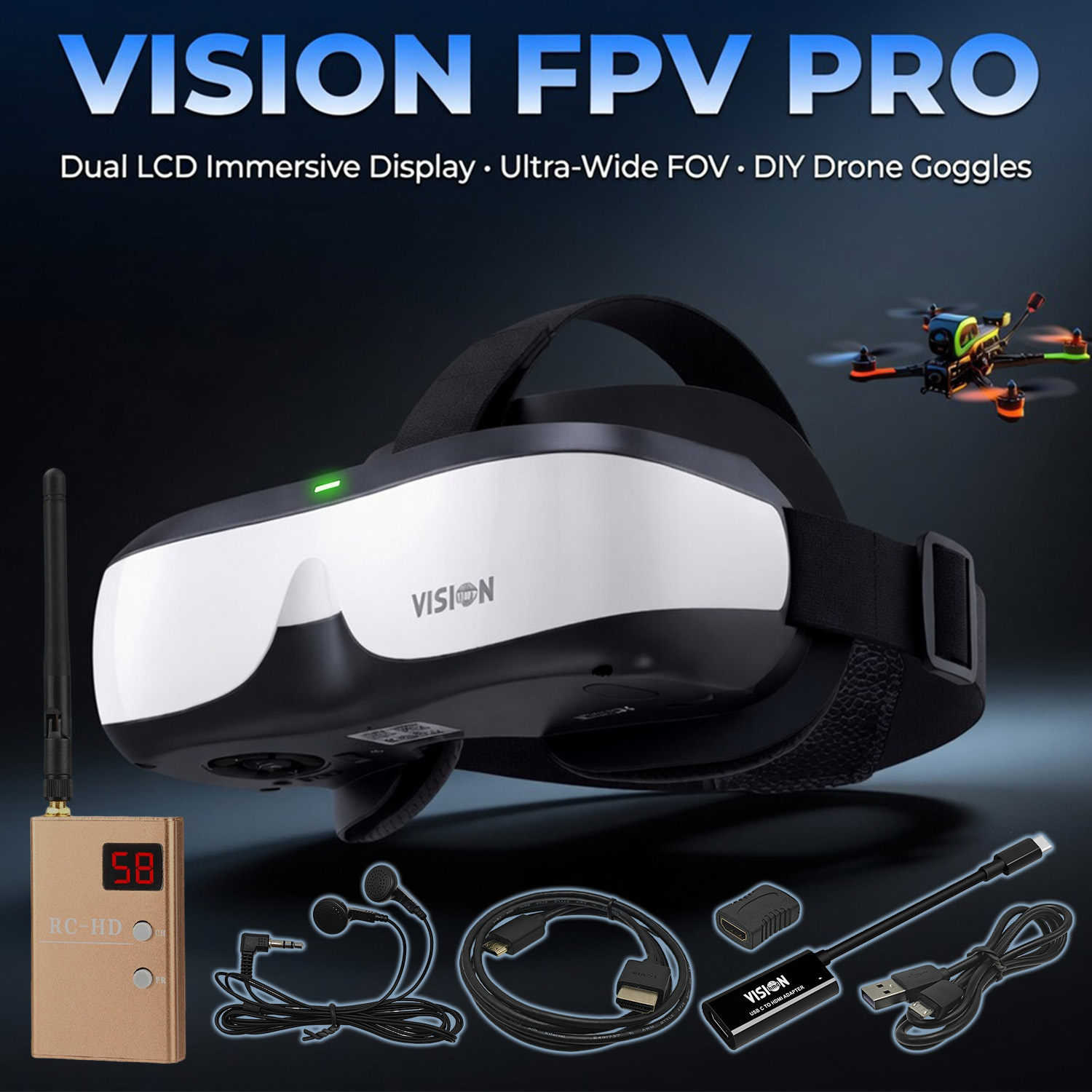 FPV-bril, op het hoofd te drag - Skyzone Sky04O Pro Fpv Goggles recensie en prijs